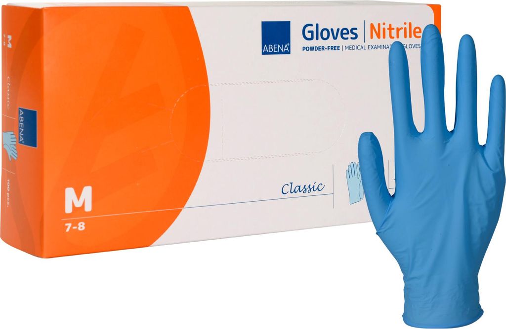 Abena - Einmalhandschuhe - Nitril Puderfrei in blau - M Produktbild 