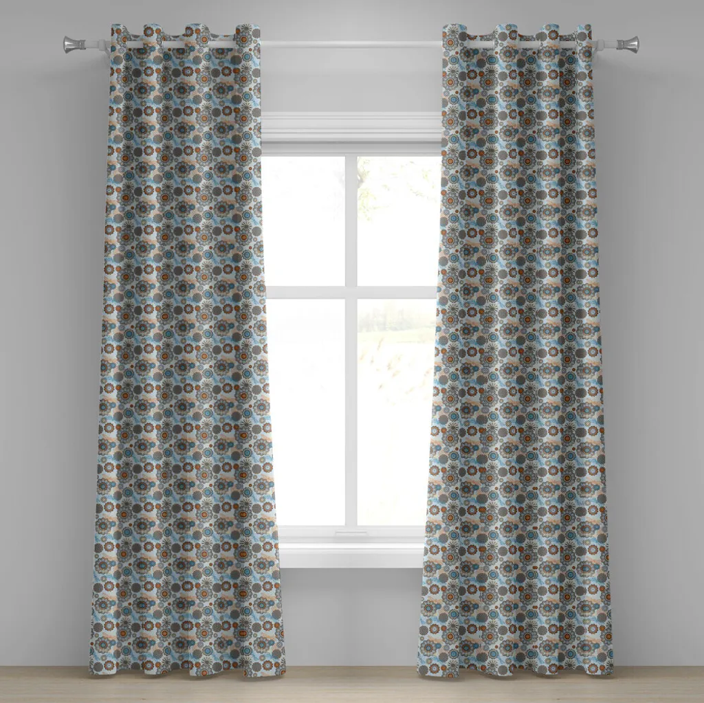 Rideaux occultants décoratifs motif floral bleu - Set de 2 pans 245 cm