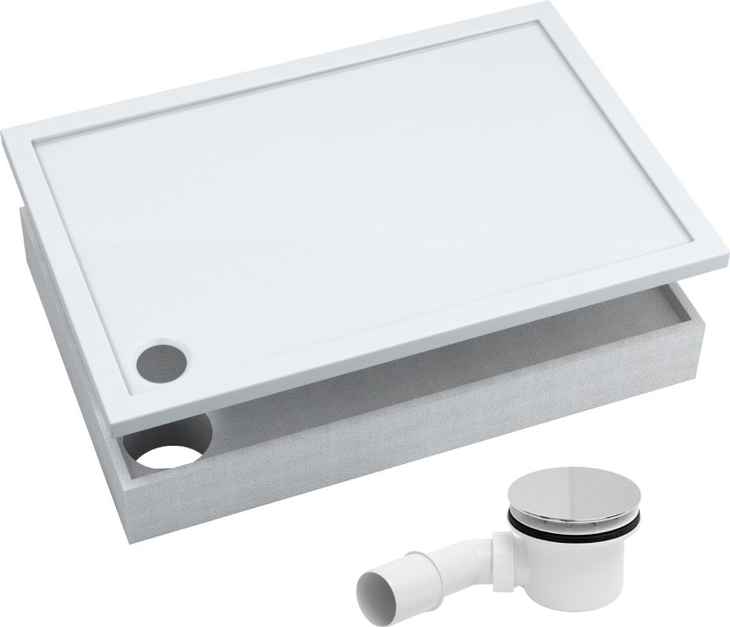 AQUABAD® Duschwanne Komplettset Basic Smooth White 90x120cm Produktbild 1
