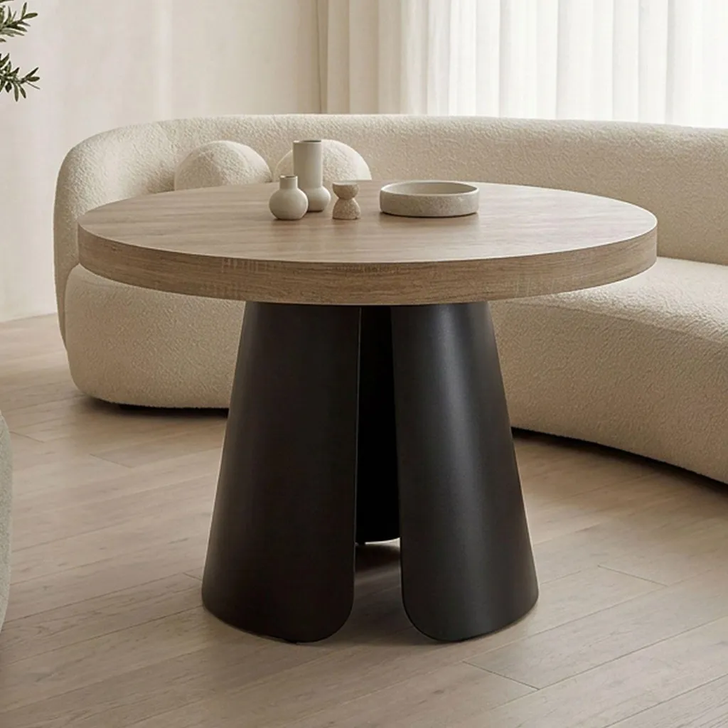 Table Henriette Chêne Clair 120cm extensible pieds métal Noir design