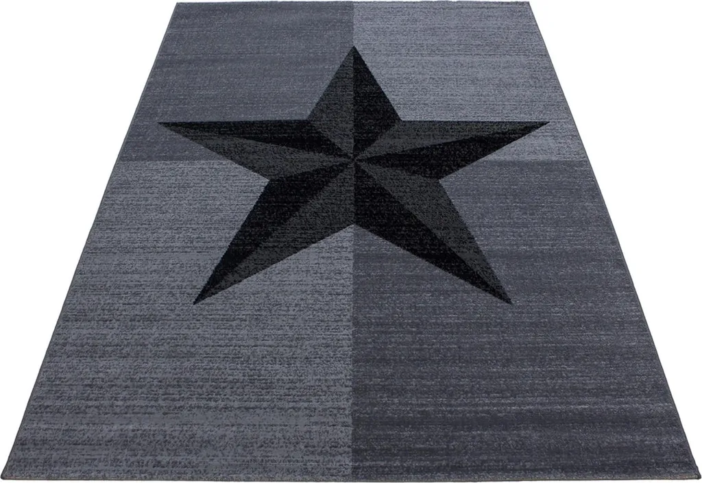 Tapis de salon gris rectangulaire à poils ras 140x200cm Plus Étoile