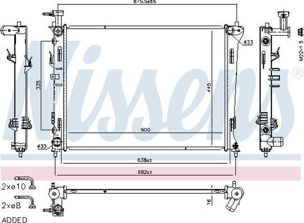 NISSENS 606475 Motorkühler OE 253101M300 kompatibel mit Cerato