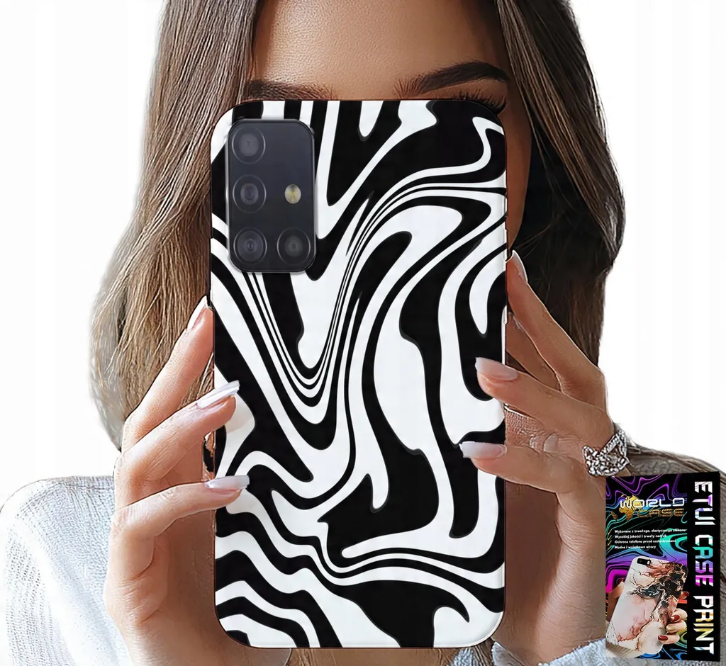 Custodia Samsung A51 Bianco e Nero: Arte Astratta e Vetro Hart Incluso