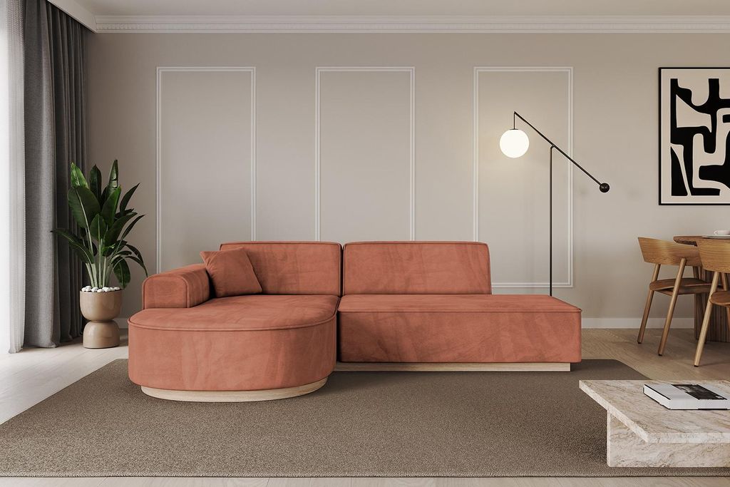 ALTDECOR Ecksofa in L-Form ARRIO-L1 -243x171x83 cm Apricot - Corner Sofa Bett Eckcouch Couch Wohnlandschaft Cauchsofa