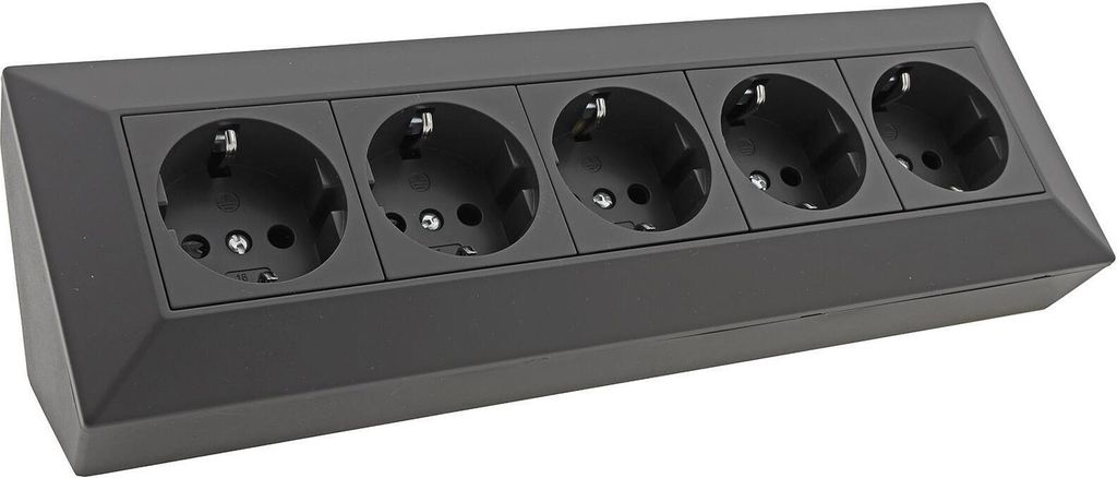 blocco di uscita a 5 prese, nero 250V~/ 16A, montaggio a Immagine del prodotto 