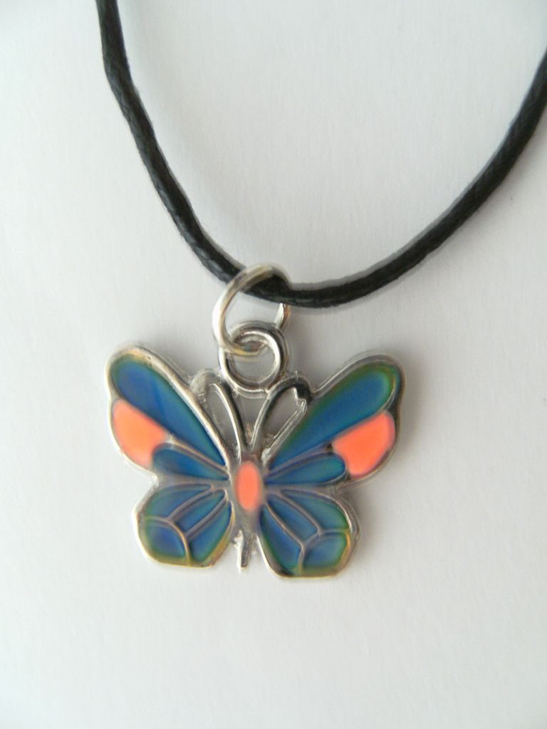 Stimmungskette Schmetterling mit rosa, Kette Anhänger Produktbild 