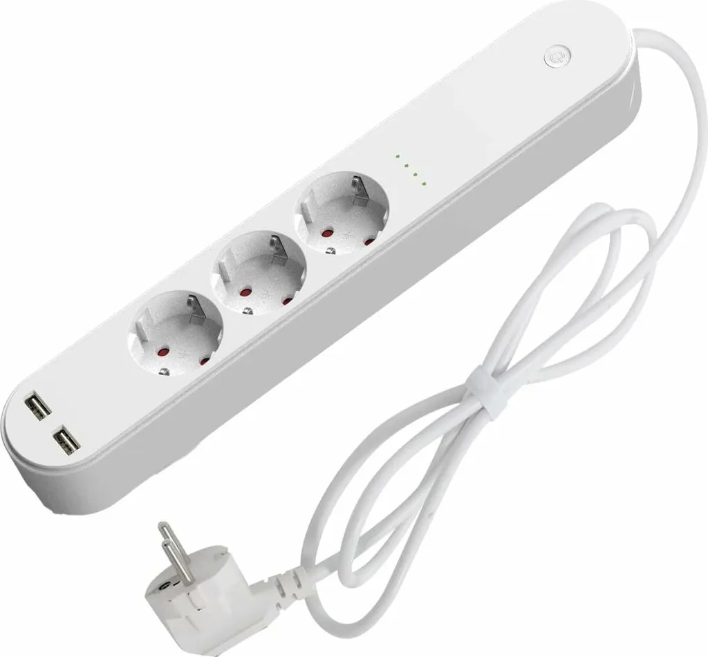 Denver SHP-310U Multiprise Connectée Type F 3 Prises 1.5m 3680W Blanche