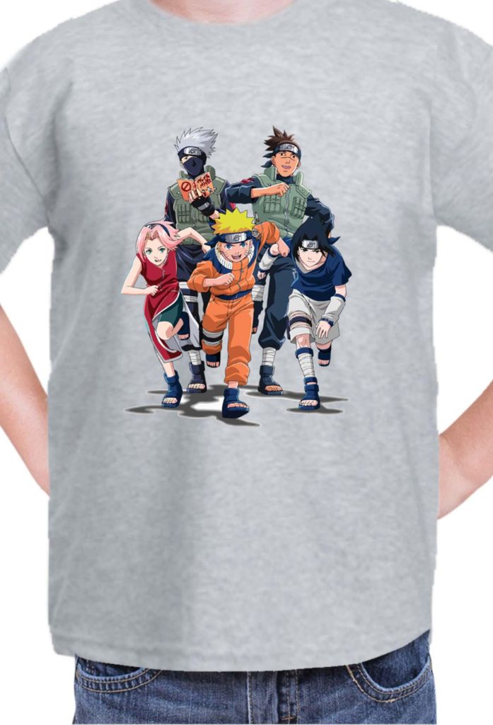 Kinder T-Shirt Naruto Team 7 04, 7-8 Jahr - 128 / Grau