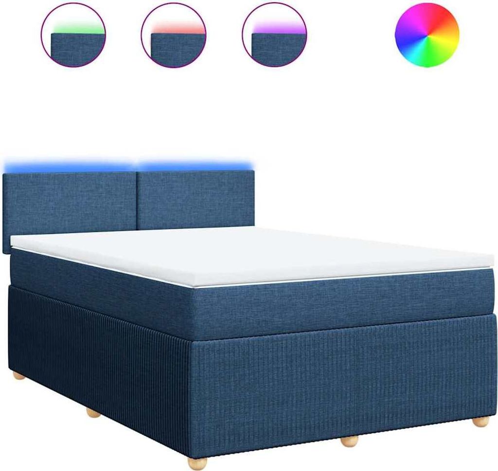 vidaXL Boxspringbett mit Matratze Blau 140x200 cm Stoff