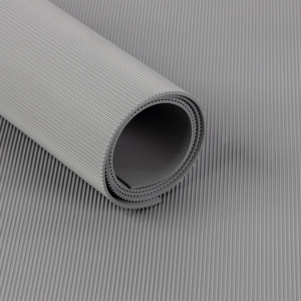 Pista in Gomma Mini Rib Grigia 120x200 cm | Tappeto Antiscivolo Taglio Misura