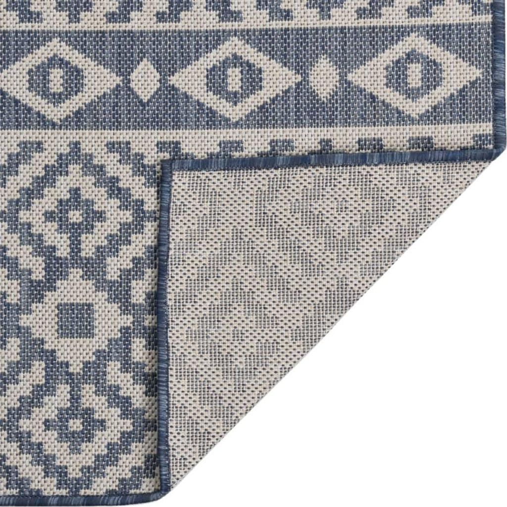 vidaXL Outdoor-Teppich Flachgewebe 200x280 cm Blau Gestreift