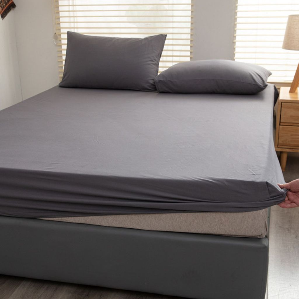 Spannbettlaken Spannbetttuch 100% Baumwolle Bettlaken,180x200cm,Keine Kissenbezüge, Fit Matratze bis 25cm (dunkelgrau)