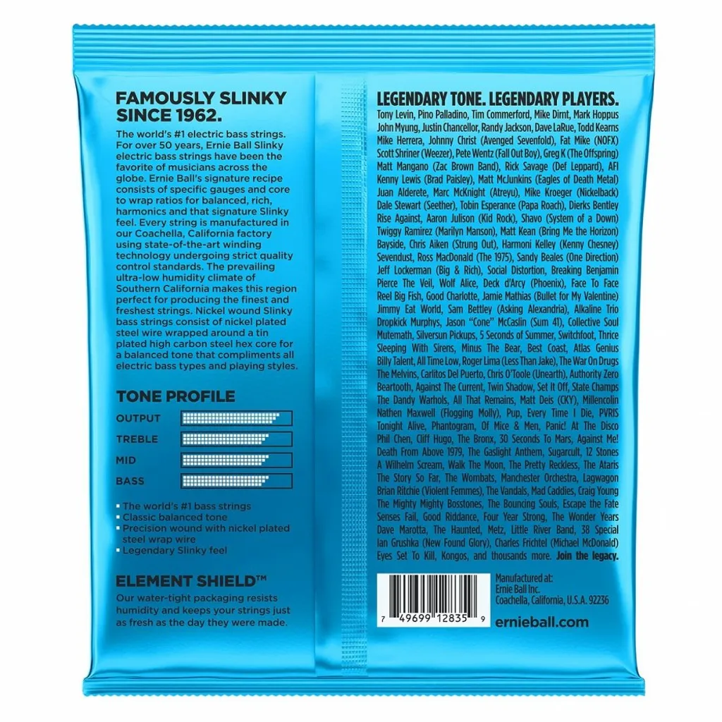 Cordes Basse Électrique 4 Cordes Ernie Ball 2835 Extra Slinky 40-95