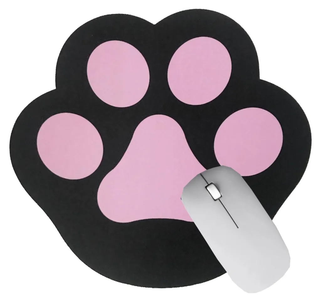 Tapis de souris patte de chat mignon pour bureau et gaming - Rose 25cm