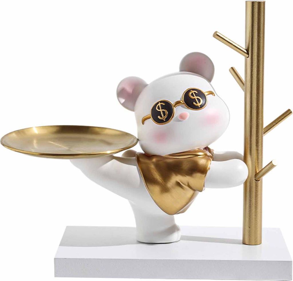 Eingang Schlüssel Lagerung Ornament Cartoon niedlich Eingang Schlüsselhalter Ornament mit Tablett für Haus Schlafzimmer Alluring Bär 31.5x15x27cm
