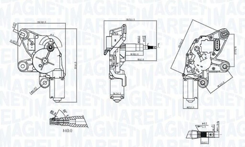 MAGNETI MARELLI 064371100010 Wischermotor Hinten für VW Caddy III Kombi (2KB, 2KJ, 2CB, 2CJ) Caddy III Kastenwagen (2KA, 2KH, 2CA, 2CH)