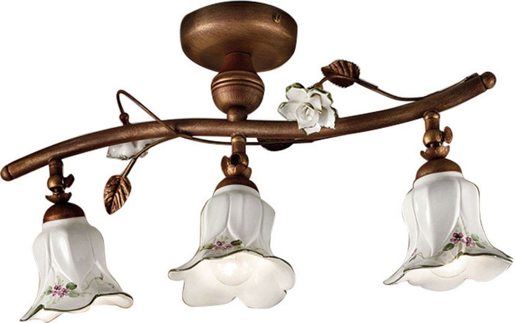 Spot Lampe Keramik Metall E14 verstellbar Rostbraun Weiß Rosa Grün 3-flammig länglich Landhaus Keramiklampe