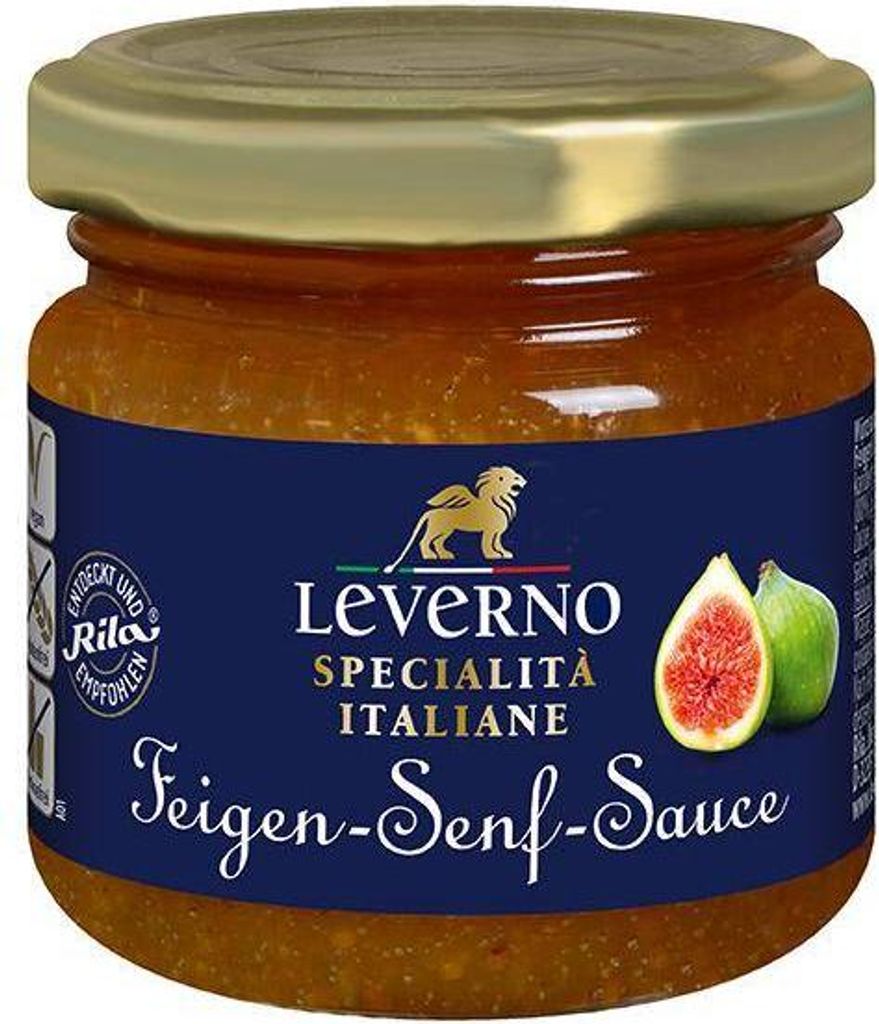 Leverno Feigen-Senf-Sauce 120 G Glas Vegan Glutenfrei Scharf-süße Würzkombination