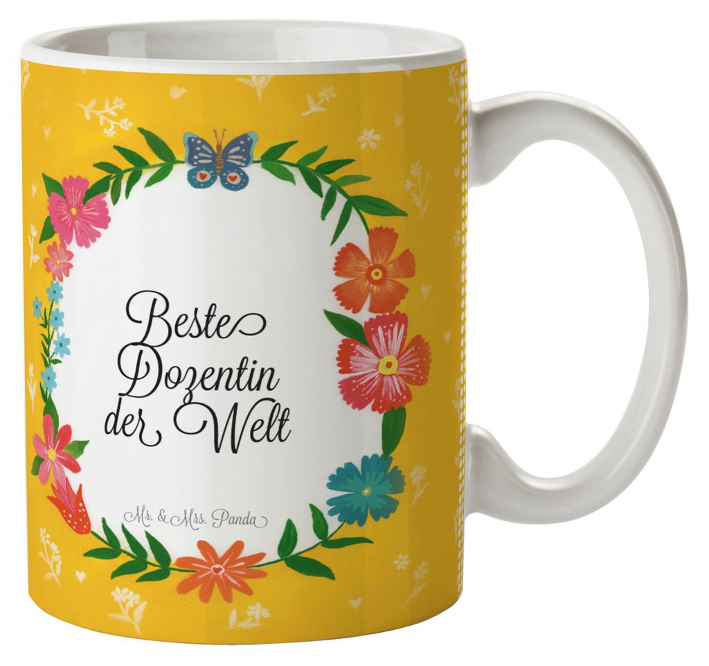 Mr. & Mrs. Panda Tasse Dozentin - Geschenk, Abschied, Keramiktasse, Bachelor, kaffeebecher keramik, Schenken, Kaffeetasse, Teetasse