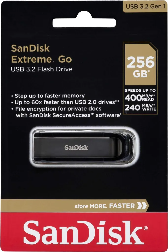 Clé USB 3.2 SanDisk Extreme GO 256 Go pour sauvegarder vos vidéos 4K