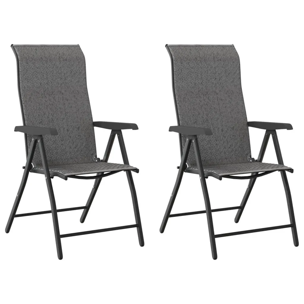 2 Sedie da Giardino in Poly Rattan Grigio - Offerta Pieghevoli