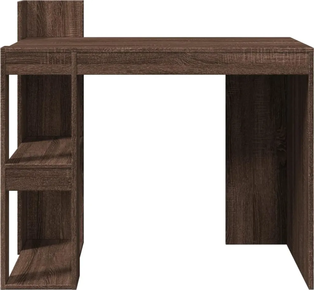 Bureau compact brun chêne 103 cm solution rangement pour petit espace