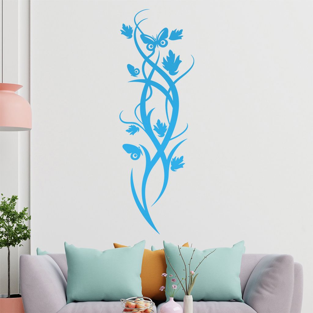 Falter Schmetterling Blüte Wandtattoo in 6 Größen - Wandaufkleber Wall Sticker - Dekoration, Küche, Wohnzimmer, Schlafzimmer, Badezimmer