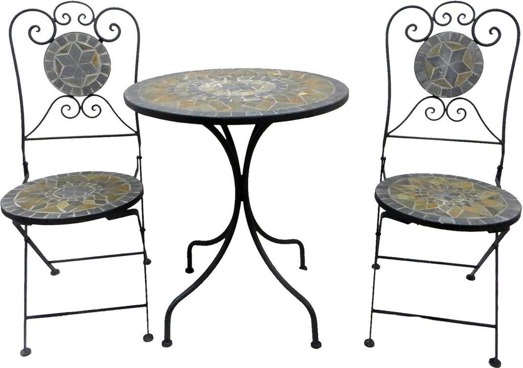 LEX Mosaik Eisen Bistro-Set Tisch+2 Stühle MC4340