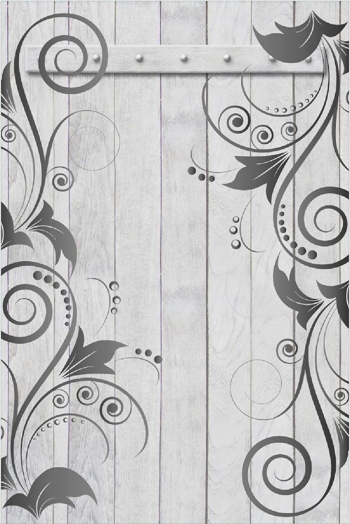 Wallario Poster - Graue Holztür mit Schnörkelmuster, Kunstdruck Größe: 100 x 150 cm