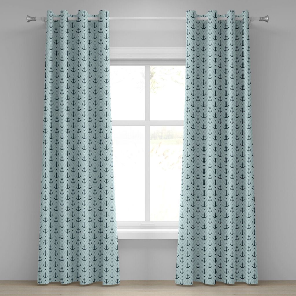 ABAKUHAUS Anker Ösenvorhang, Zick zack Abstrakte Wellen auf Chevron Hintergrund Illustration Muster, Dekorative 2-Panel-Fenstervorhänge, 280 cm x...