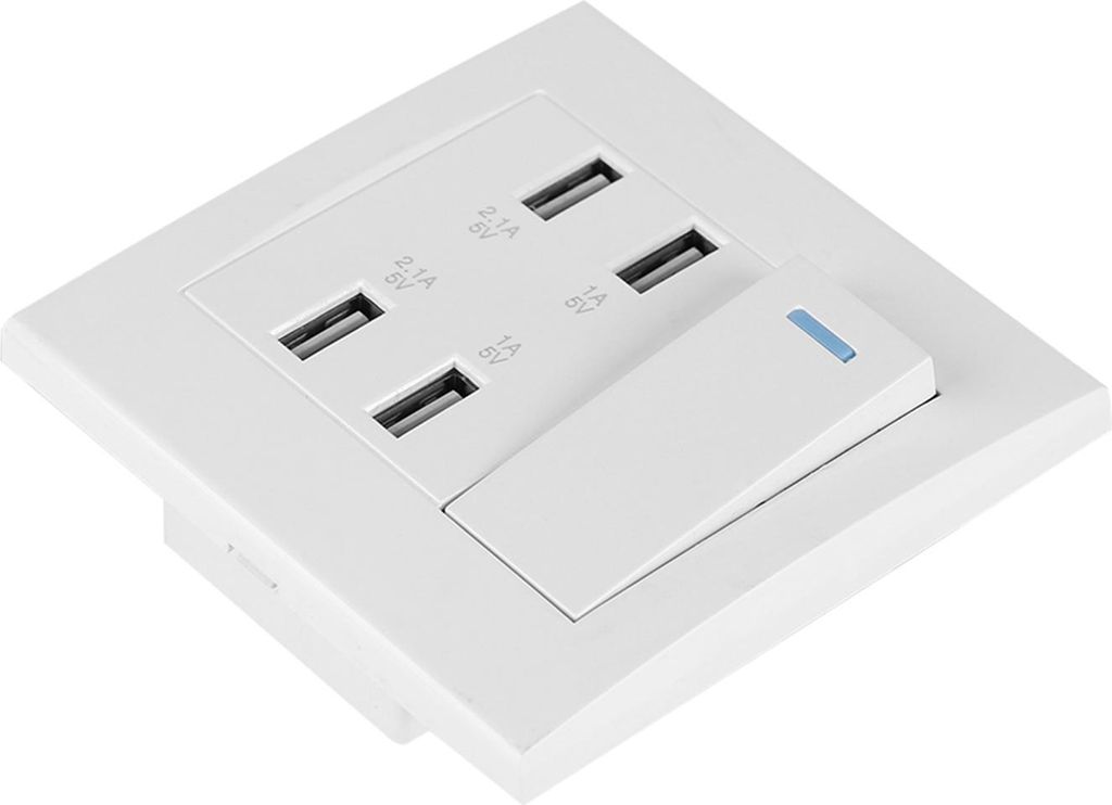 4-poorts schakelbediening, 5V 2.1A/1A, 4100mA, USB Productafbeelding 