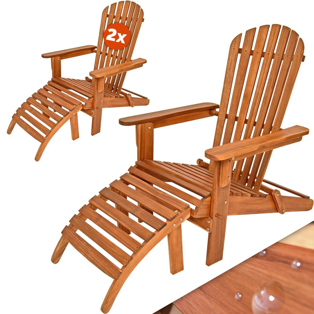 Casaria 2x Sedia Prendisole Adirondack Sdraio 2 Poggiapiedi Immagine del prodotto 
