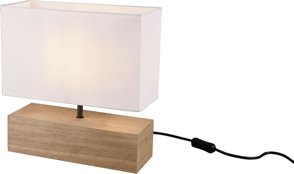 Reality Leuchten Tischleuchte Woody rechteckig holzfarbig Produktbild 