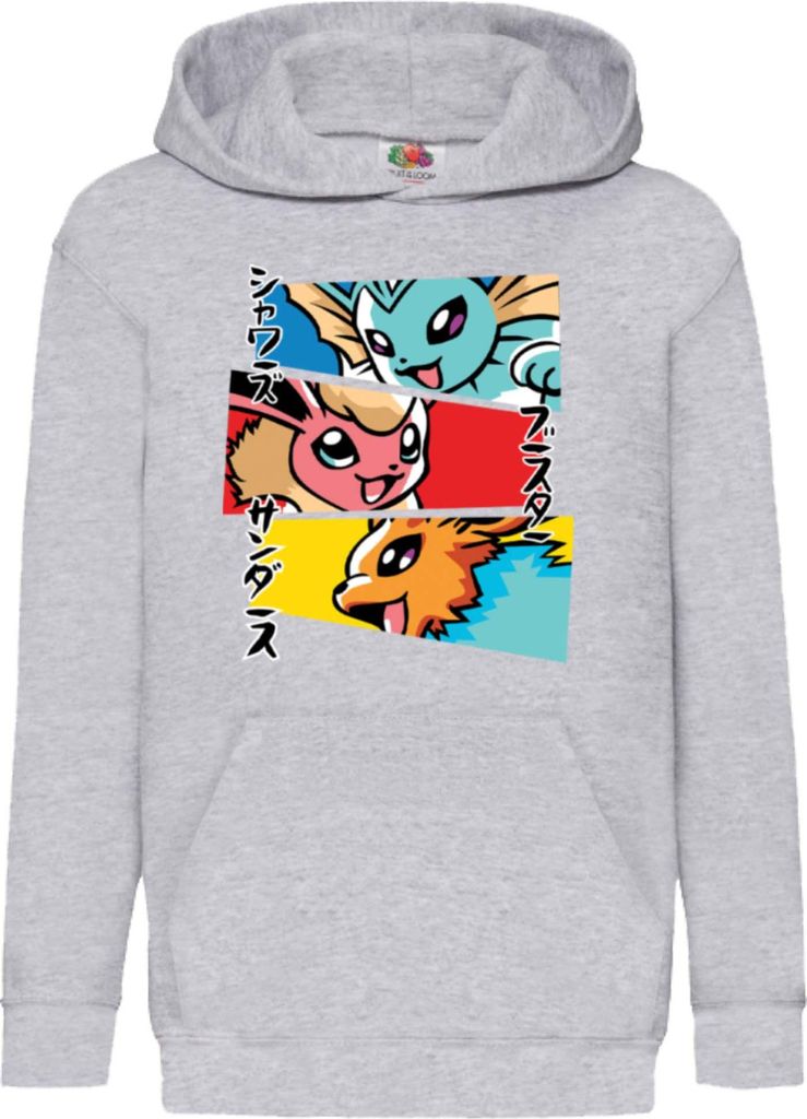 Kinder Kapuzenpullover Japan Manga Anime Comics Animation Pokeball Eevee Evolutions, 12-13 Jahr - 152 / Grau