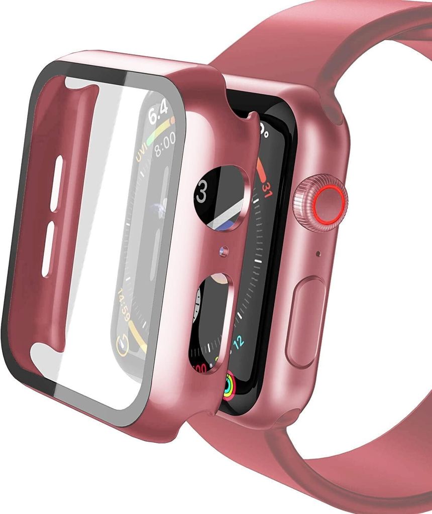 2x Hülle für Apple Watch 1/2/3 42mm Schutzhülle Case, 1x Rosa 1x Transparent