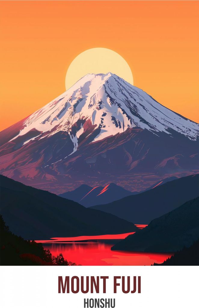 Plakat 40x55cm Mount Fuji, Honshu