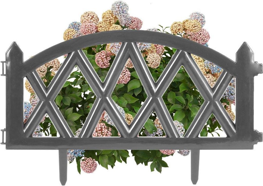 Kunststoff Gartenzaun Grau Einfassung Palisade Rasenkante 49 cm