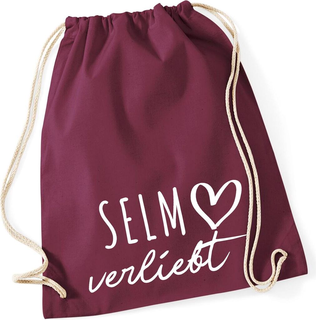 Huuraa Turnbeutel Selm verliebt 12 Liter Burgundy Baumwolle Rucksack Geschenkidee