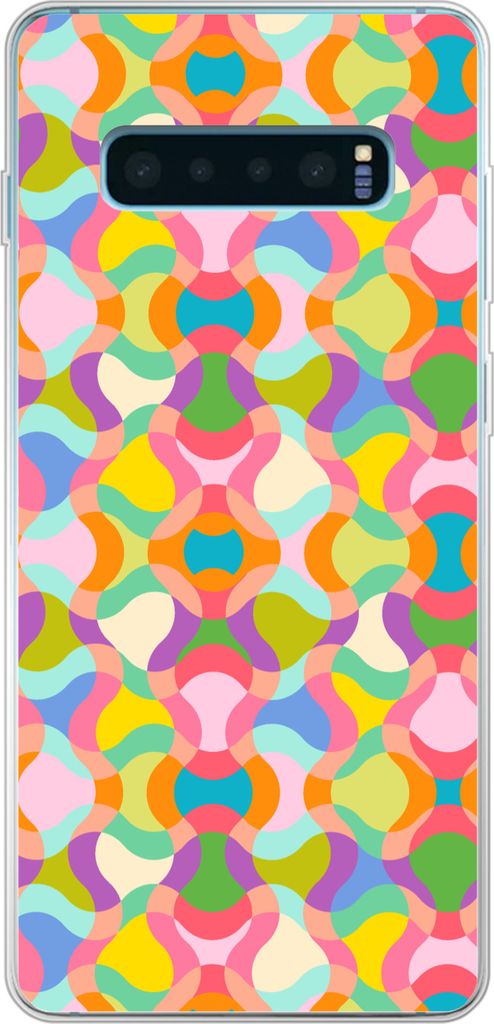 MuchoWow Handyhülle Schutzhülle Hülle für Telefoonhoesje Samsung Galaxy S10 Lite Design - Abstrakt - Farben - Retro Silikon Softcase Handy H...
