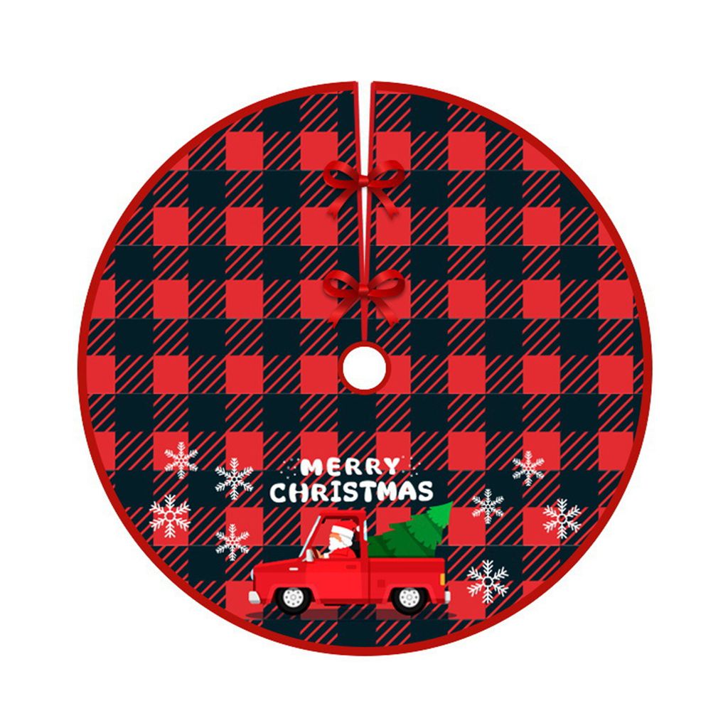 Wiederverwendbarer Weihnachtsbaumrock helle Farbe Flanellgitter Muster Weihnachtsbaumkleidung für Zuhause