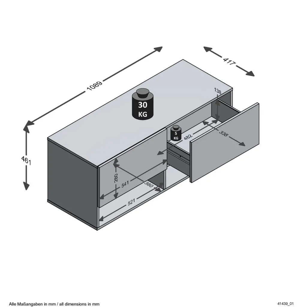 Banc de rangement pour entrée FMD, 2 tiroirs pour chaussures et linge