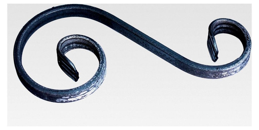 S Schnörkelbogen aus geschmiedetem Eisen, 12x6mm Flachstahl, Zierelement für Geländer, Zaun und mehr, 195x90mm