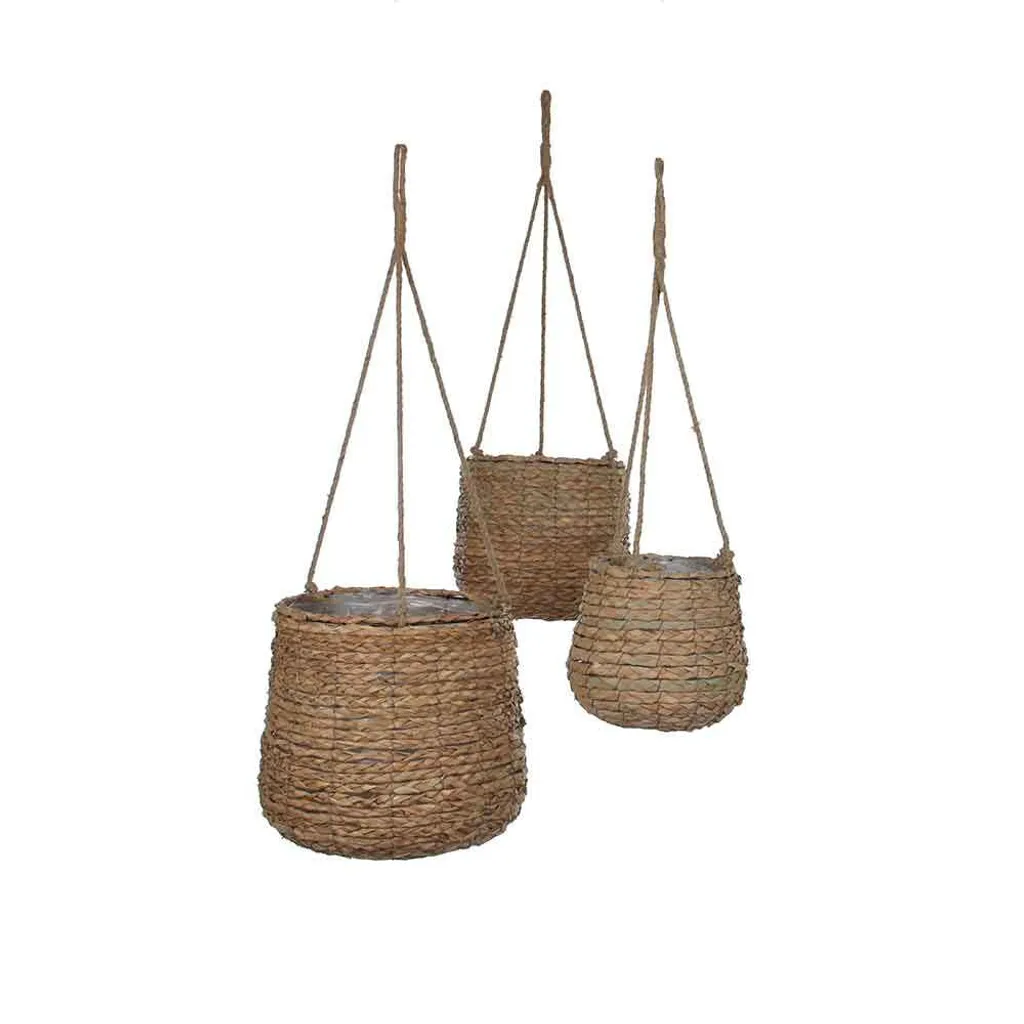 Mica Decorations Avalon Set de 3 Pots de Fleurs H90 Marron Clair jonc de mer