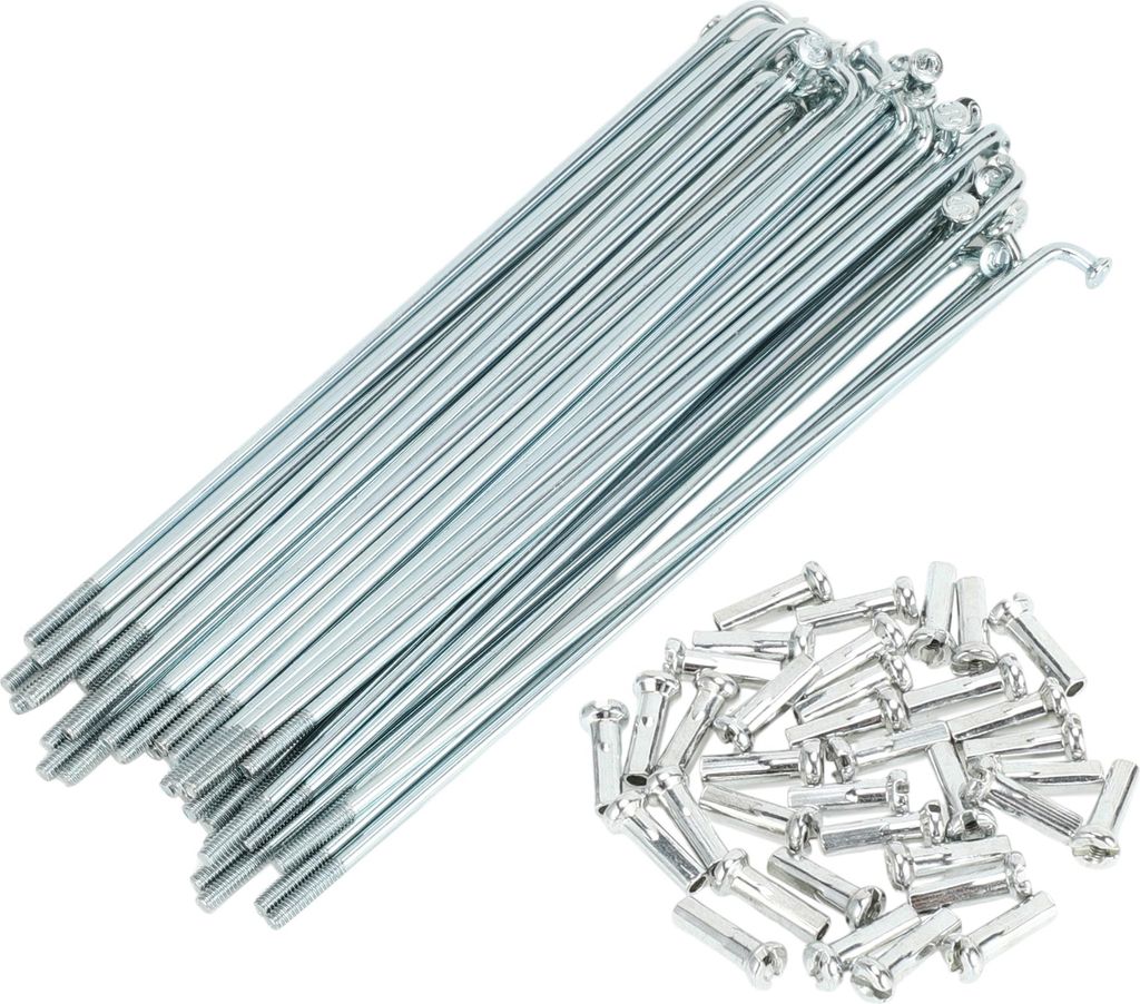 Fahrradspeichen Fahrradrad Speichen Silber Ton Nippel 1 Satz 14G 123mm Länge Kohlenstoffstahl Verzinkt