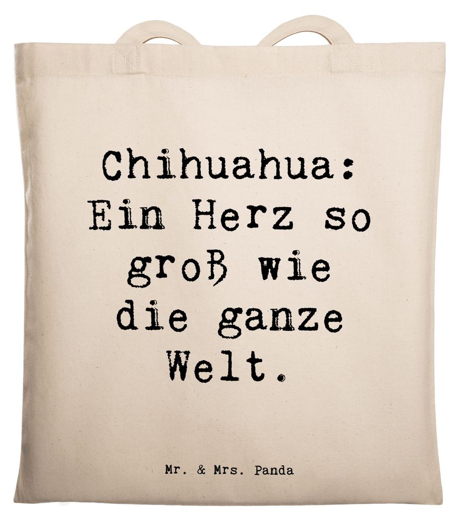 Mr. & Mrs. Panda Tote Bag Spruch Chihuahua Herz - Transparent - Geschenk, Stoffbeutel, Hunderassen, Tasche, mexikanischer Hund, Laptoptasche, Hunde...