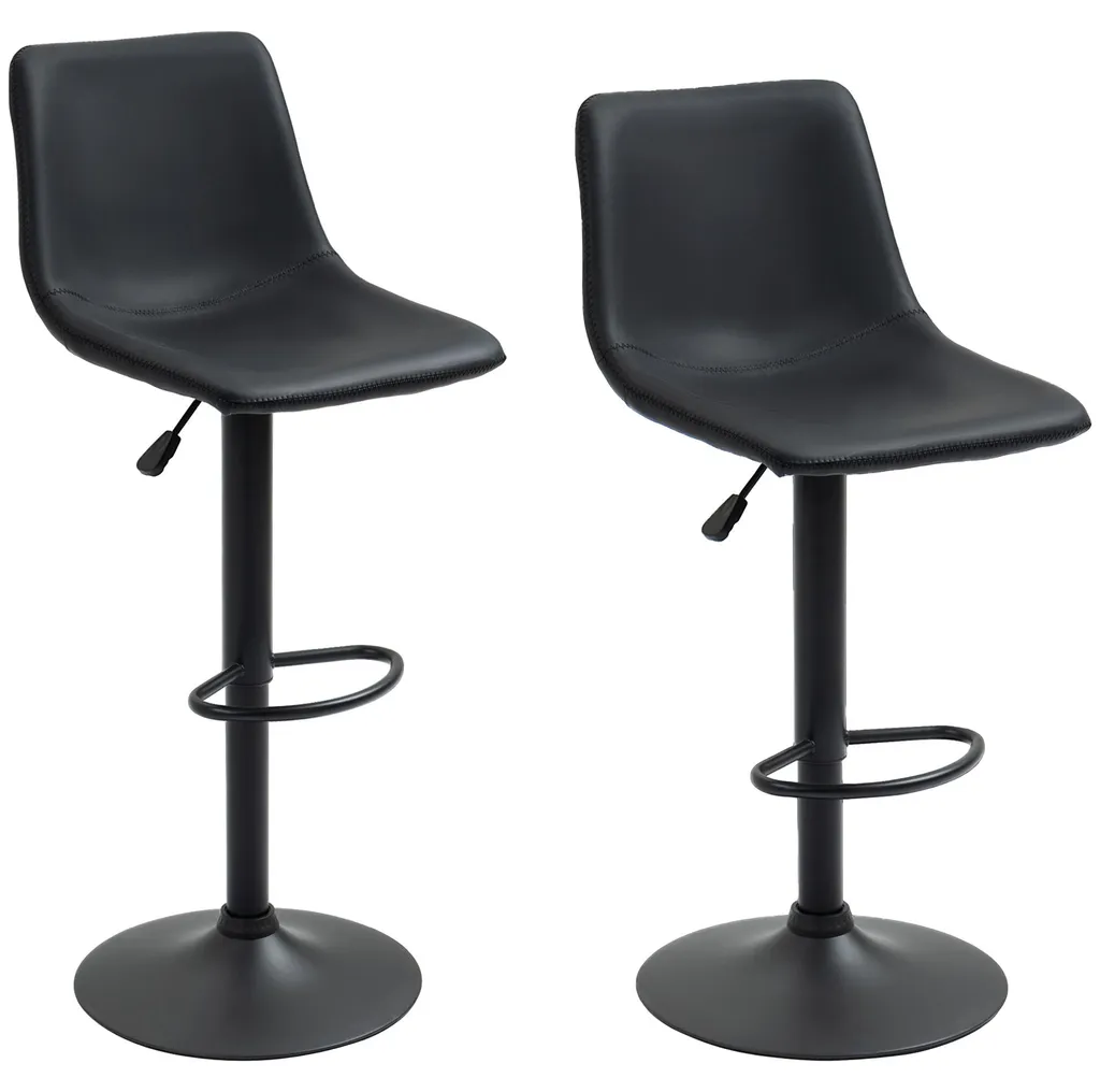 Tabourets de Bar avec Repose-pieds Réglables 90-110 cm Style Rétro Noir