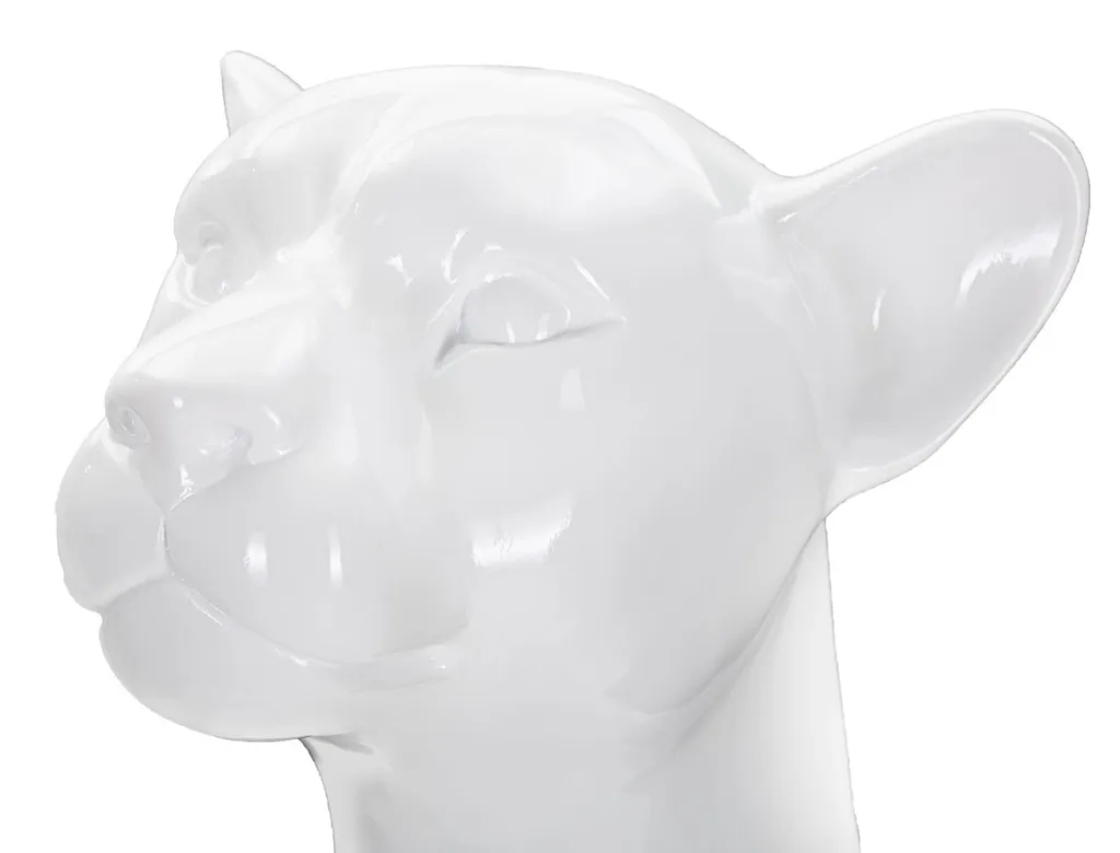 Statue Léopard Assis Blanc Décoration Intérieure Chic - 74 cm Hauteur - 3
