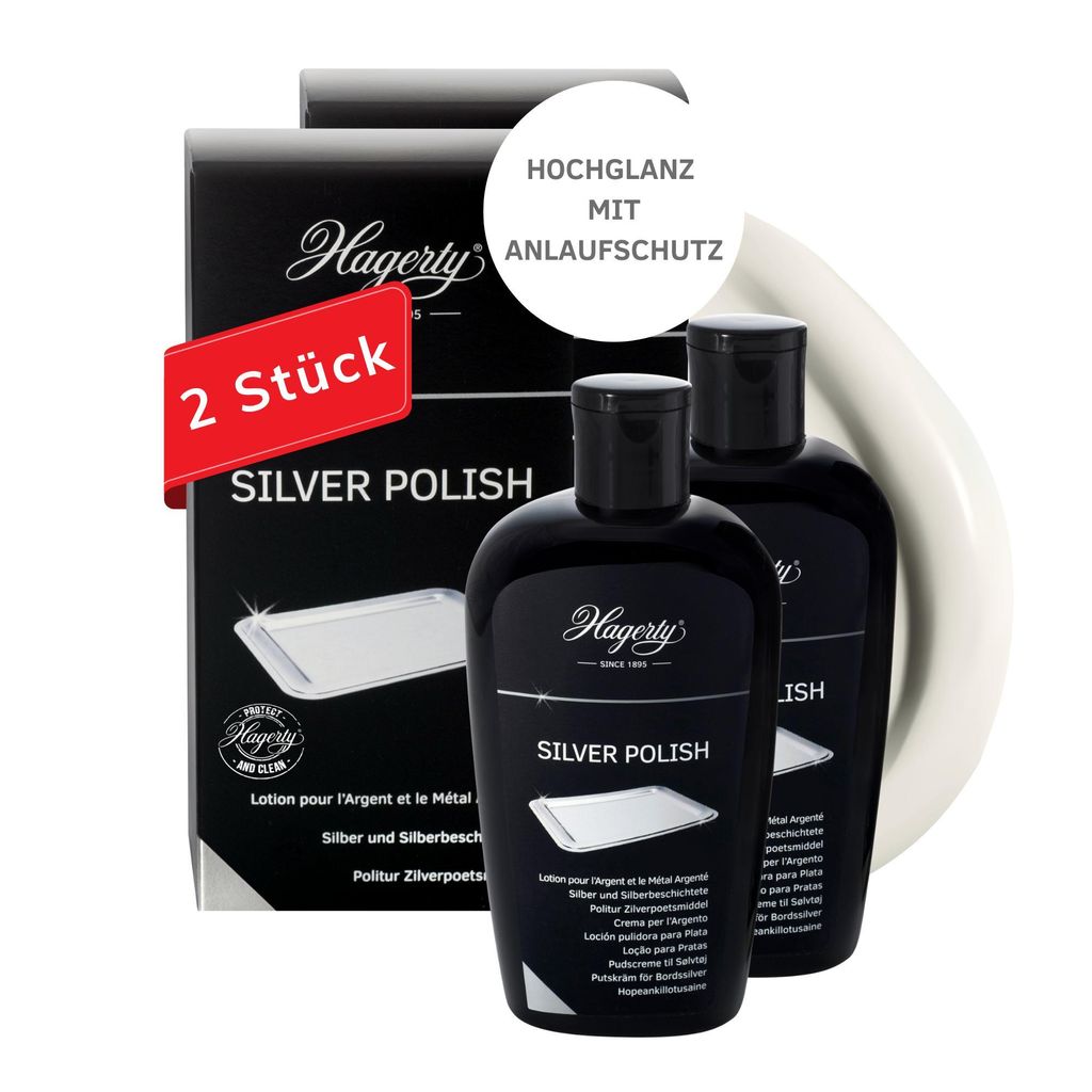 Hagerty Set 2x Silver Polish je 250 ml I Effiziente Silber-Politur für Silber und versilbertes Metall I Polierpaste mit Sofortwirkung für neuen G...