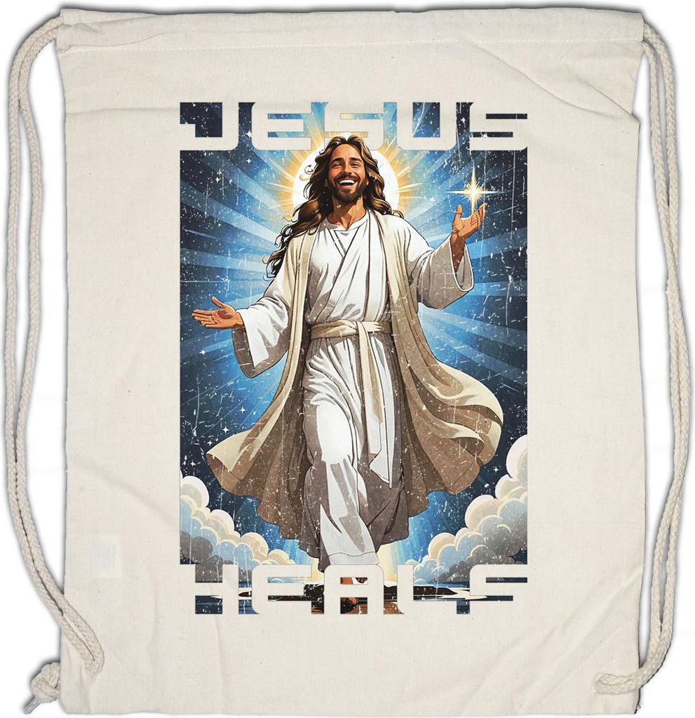 Urban Backwoods Jesus Heals, Turnbeutel, Farbe: Beige