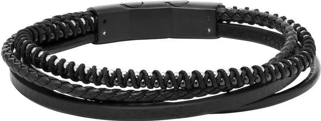 JEWLIX Armband aus schwarzem Kunstleder mehrreihig